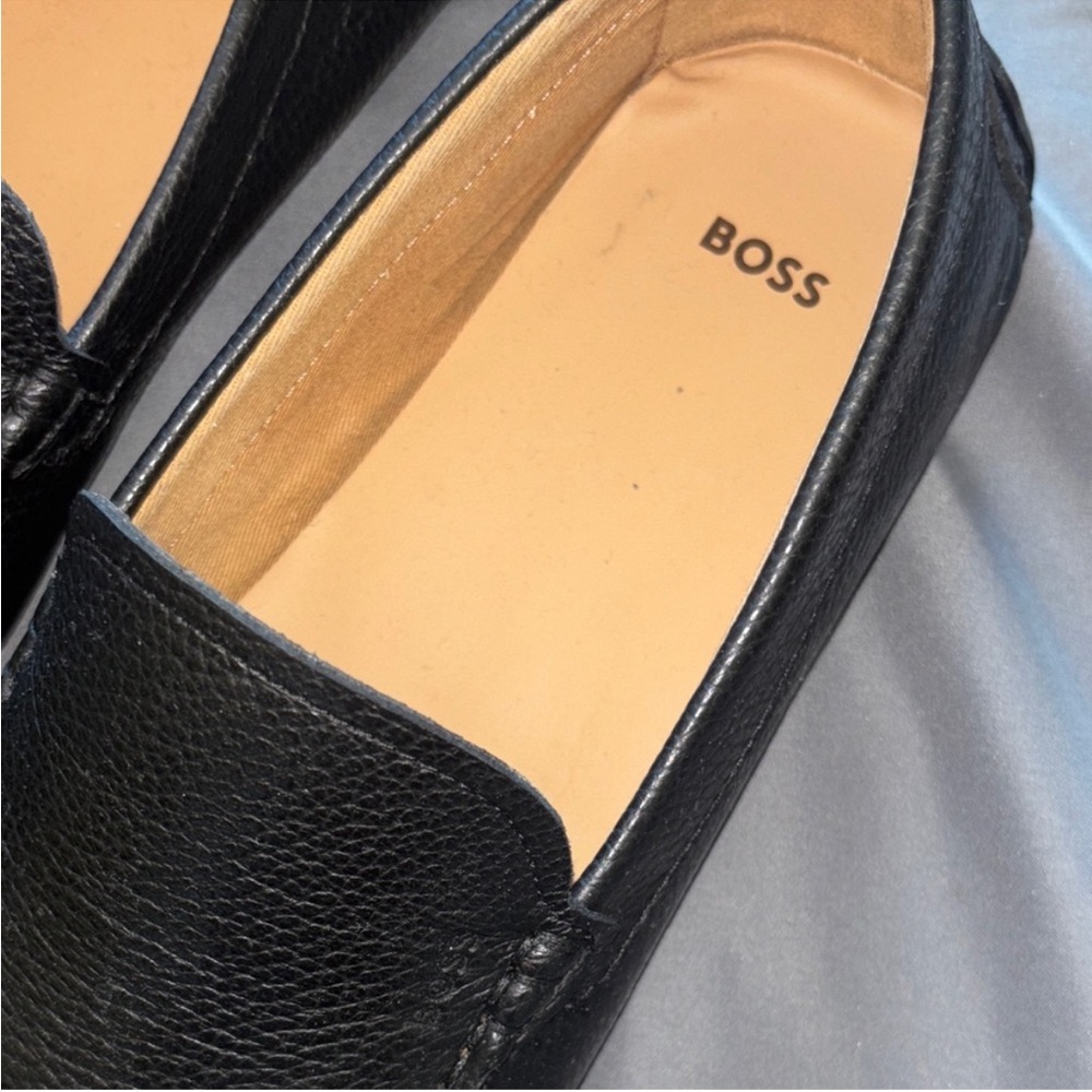 Boss Black Leather Slip-On Loafers - Picture 4 of 5